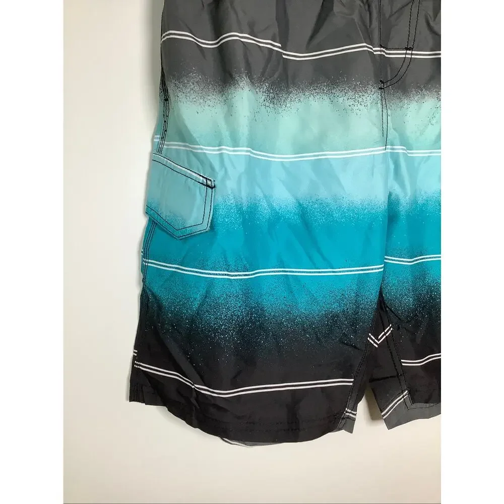 Kanu Surf Men's Medium Black/Aqua Stripped Apollo 9